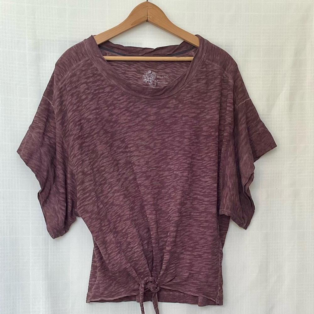 🌱Anthropologie Pilcro Plum Short Sleeve Tie-Front Tee